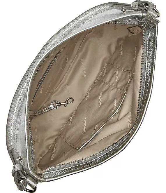Brahmin Duchess Collection Silver Metallic Small Kathleen Shoulder Bag