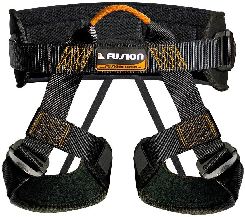 Fusion Climb Centaur Padded Half Body Harness Black with Elastic Strap Climbing