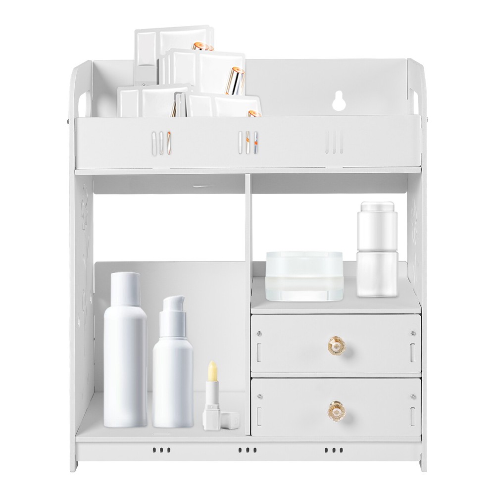 Wall Mounted Bathroom Cabinet Storage 2 Drawers Cupboard Organizer White