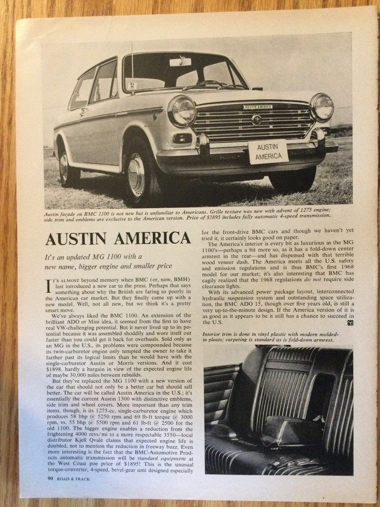 AH34 Article Austin Healey America June 1968 1 page