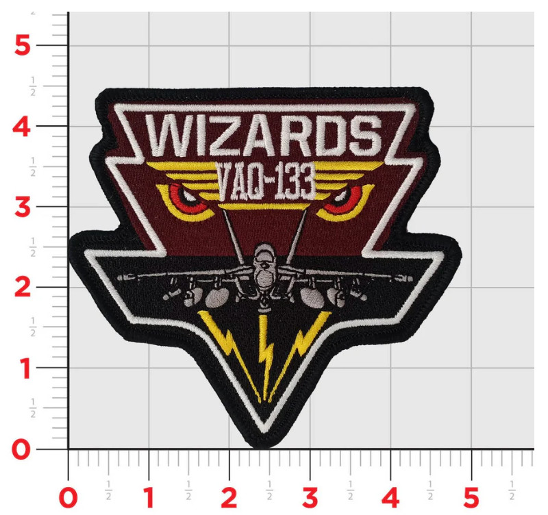 NAVY VAQ-133 WIZARDS EA-18G EMBROIDERED PATCH WITH HOOK & LOOP