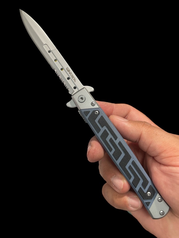 WARTECH 9.5" Spring Assisted Tactical Pocket Knife G10 Handle EDC Sharp 438BL