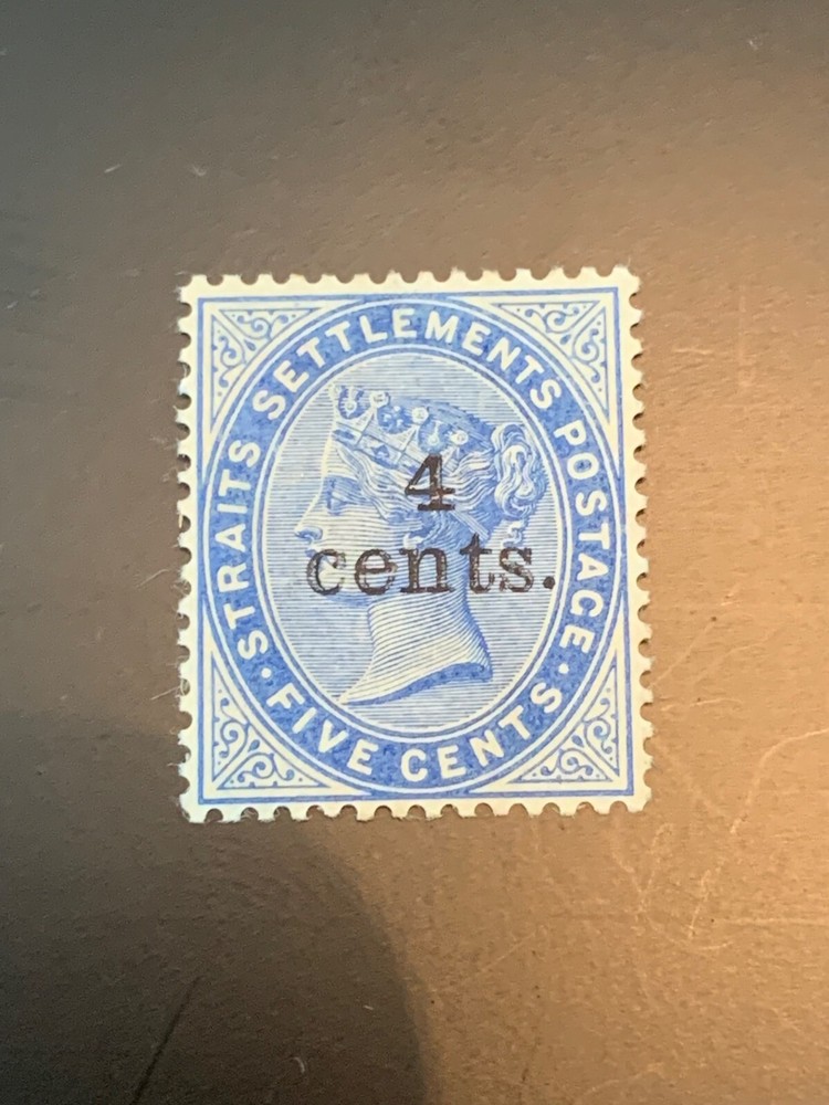 Straits Settlements Stamp QV #89 4C on 5c Green, MH