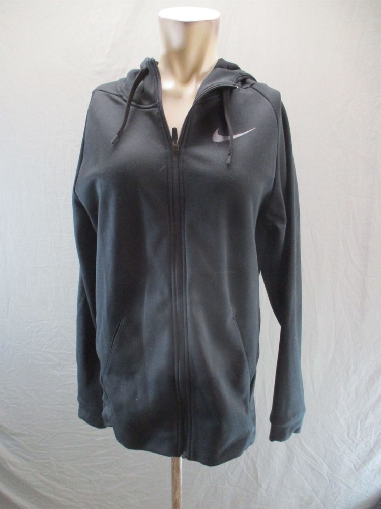 NIKE DRI-FIT Size S Men BLK Full Zip Drawstring Fleece Lined Athletic Jacket 214