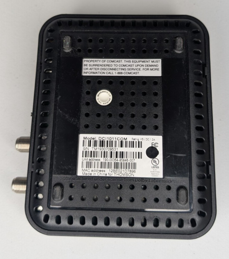 DCI1011COM XFINITY Comcast Digital Adapter Box No Cords Replacement Parts