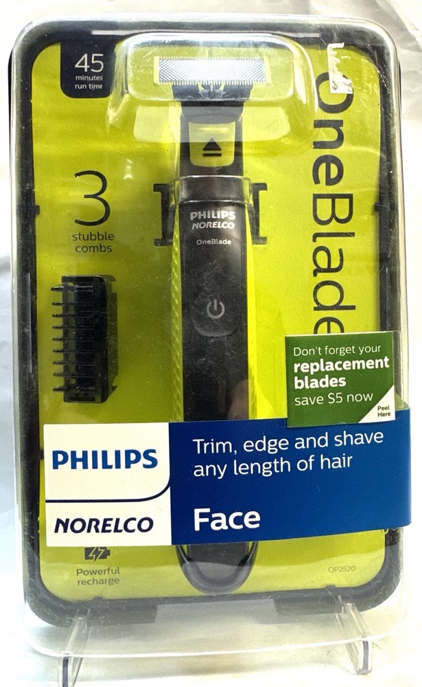 philips norelco oneblade trim edge & shave face scuffed box