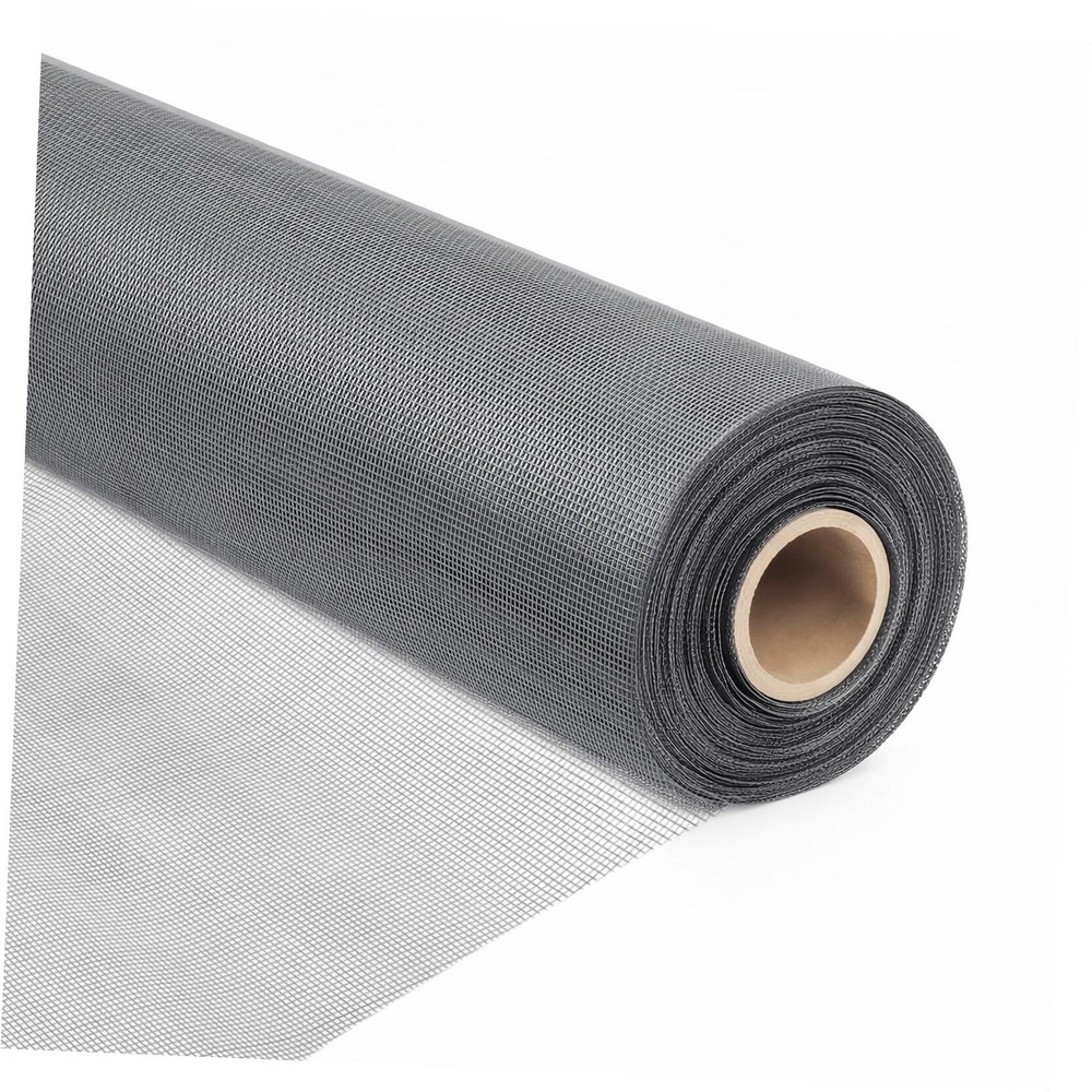 Fiberglass Window Screen Roll Easy to Use Grey Replacement Gray 48” x 100’