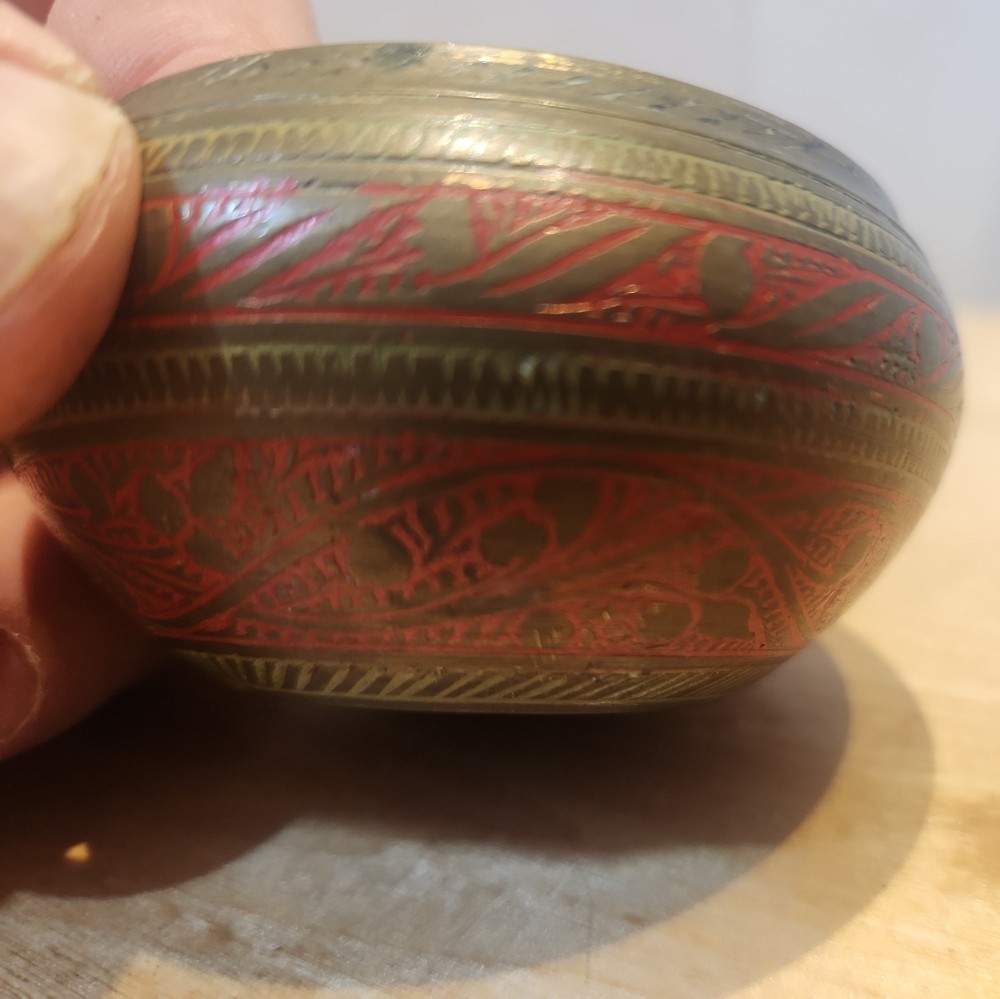 Antique Indian Stamped Decorative Small Brass Bowl