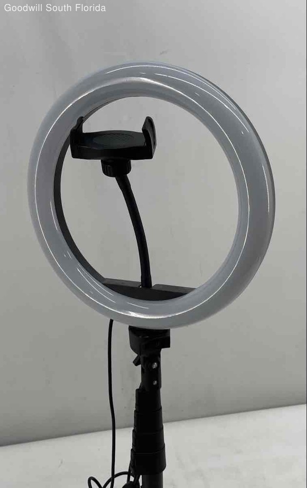 LED Black Adjustable Tripod Camera Ring Light With Accessories Not Tested