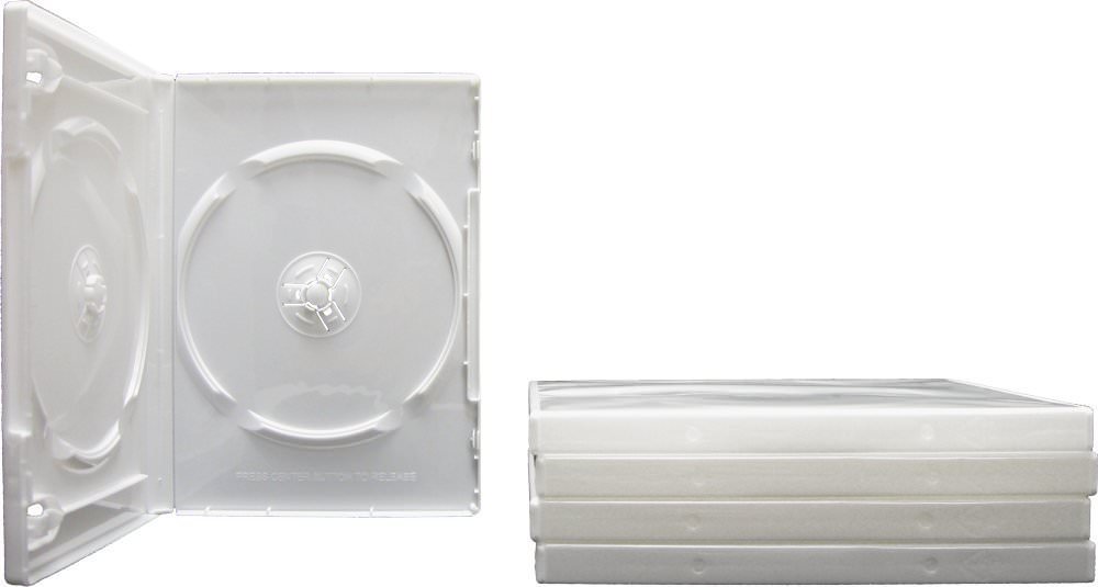 (5) White Standard 2-Disc Capacity 14mm DVD Boxes Replacement Cases #DV2R14WH