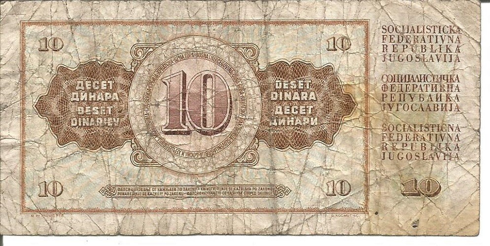 YUGOSLAVIA 10 DINARA 01/05/1968