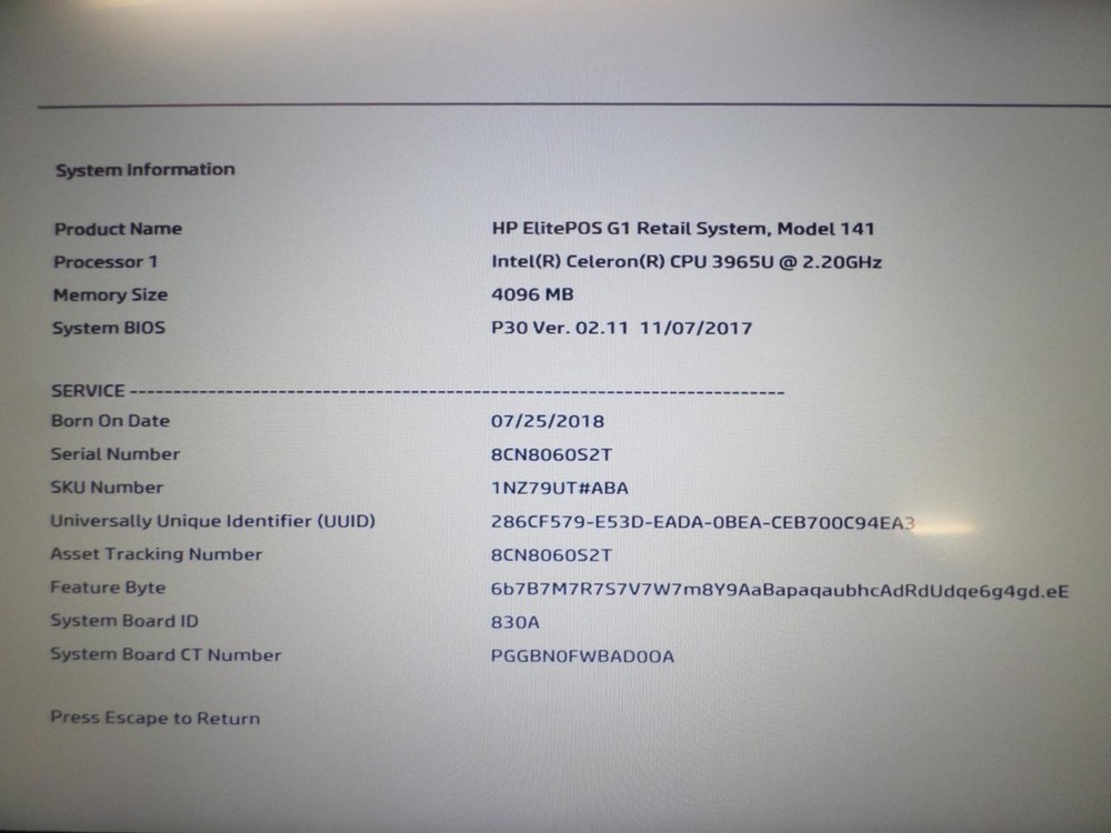 HP ElitePOS G1 14 in. Touch AiO Retail System 141 w/ Basic Connectivity Base
