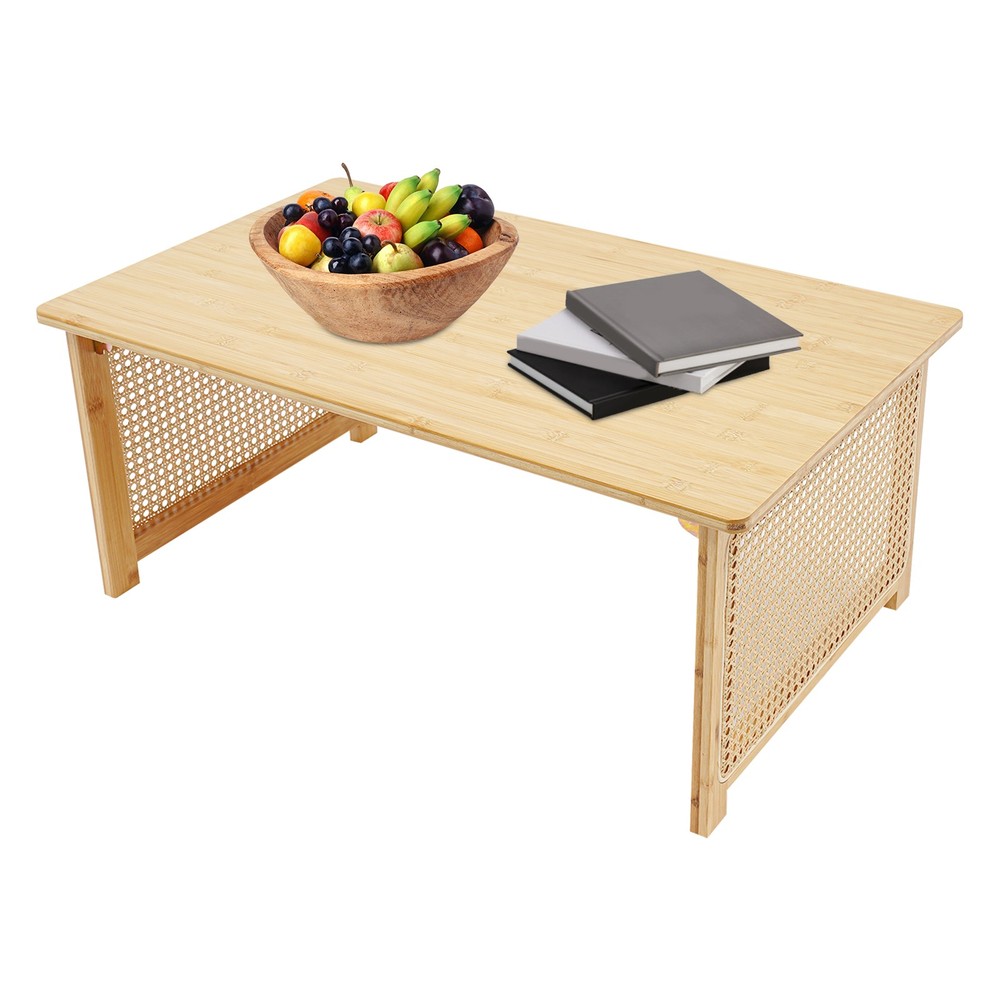 Bamboo Foldable Folding Floor Low Coffee Table for Sitting on The Floor