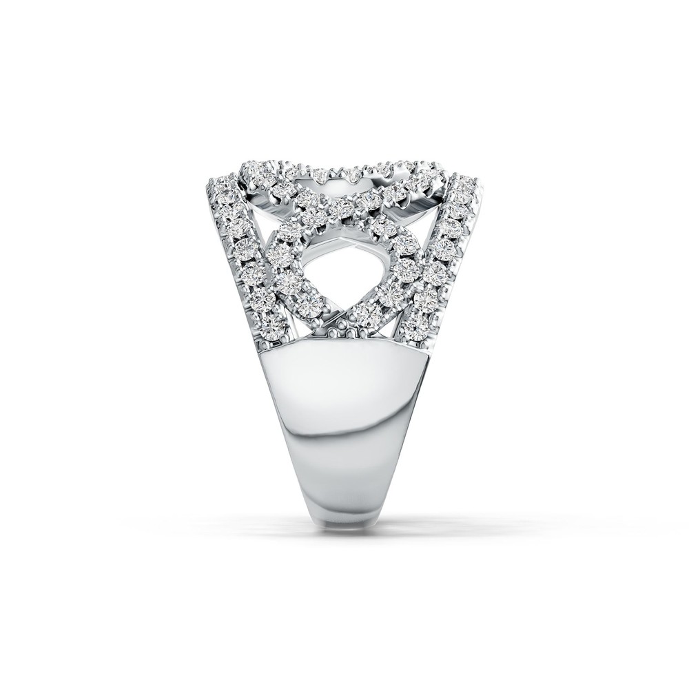 Sterling Silver Ring with White Topaz or Moissanite Interlocking Loop Theme