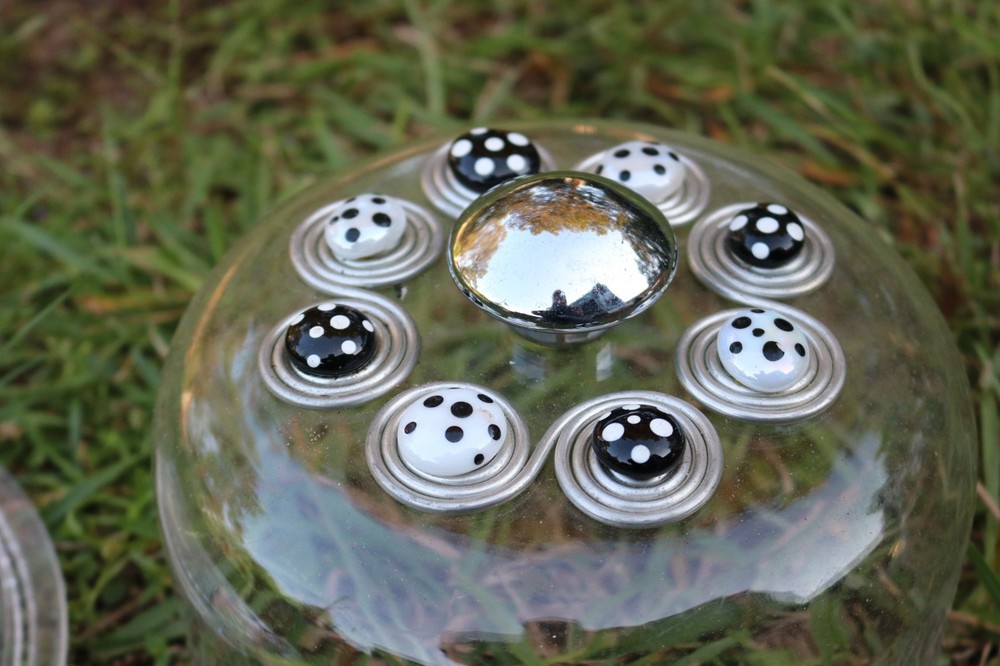 Vintage Clear Cake Stand Black and White Silver