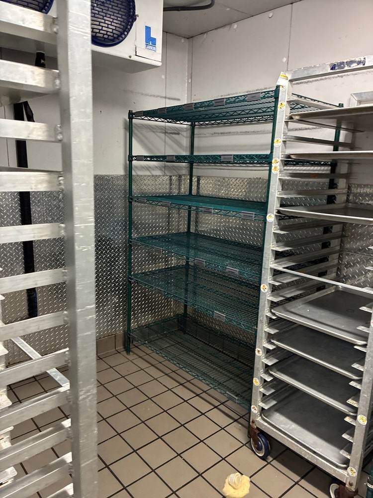 Green epoxy-coated wire shelving unit (various sizes)