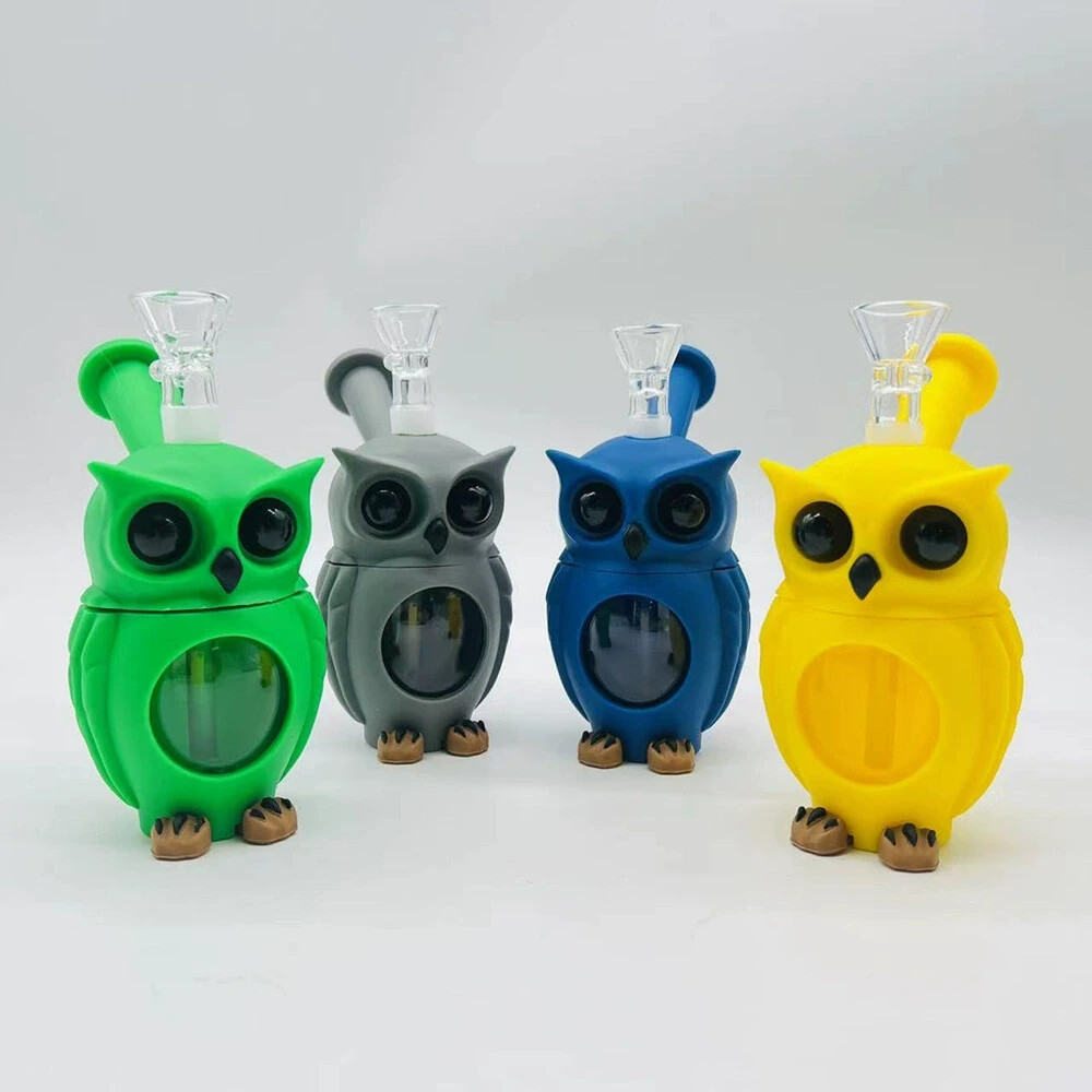 Silicone Hookah Water Pipe Bong Cute Owl Shape -Blue