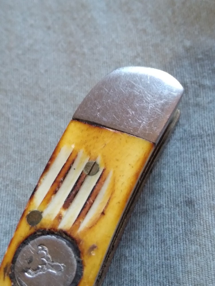 Vintage Pakistan Made Bone Handle Pocket Knife.