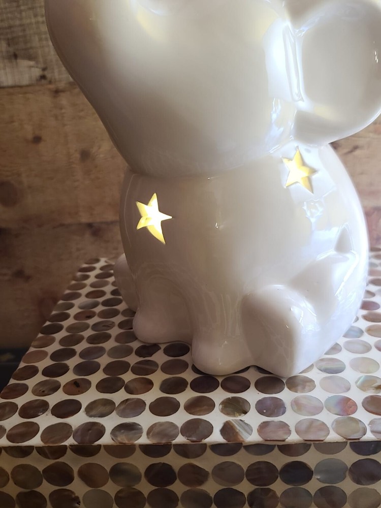 LILA & JACK ELEPHANT NIGHT LIGHT CORDLESS CERAMIC WHITE 10" X 7" 🐘🐘