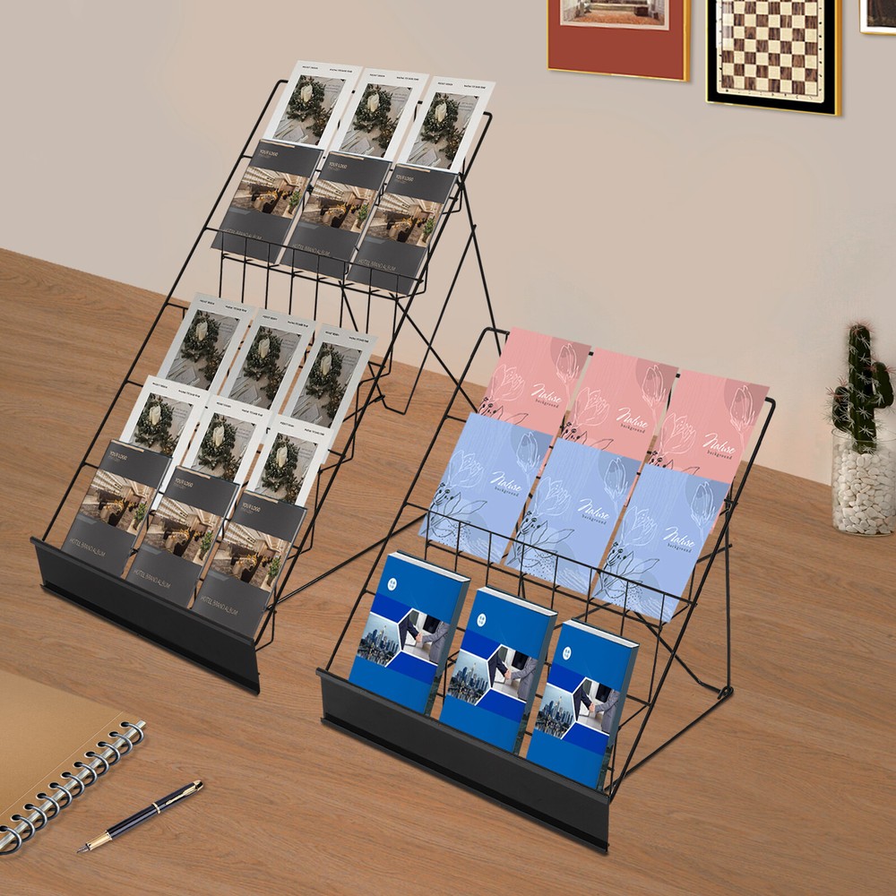 2cps Black Book Display Rack Magazine Newspaper Display Stand Wire Display Rack