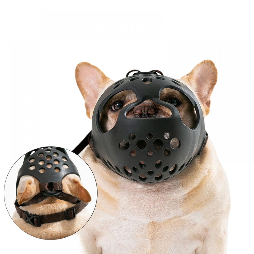 Short Snout Dog Muzzles Soft Silicone Adjustable Breathable Bulldog Muzzle M