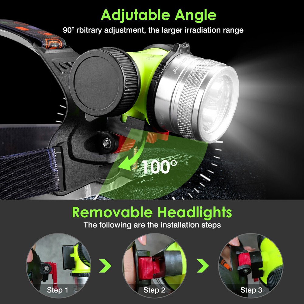 Underwater Scuba LED Diving Light Headlamp Headlight IPx8 Waterproof Head Torch