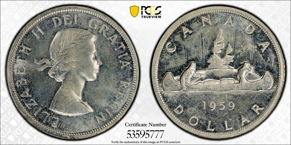 1959 Canada silver $1 PCGS MS62