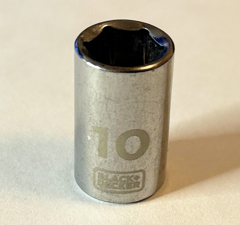 Black & Decker  10 mm x 1/4" Dr Standard  Socket 6 Pt  Chrome Finish Free Ship
