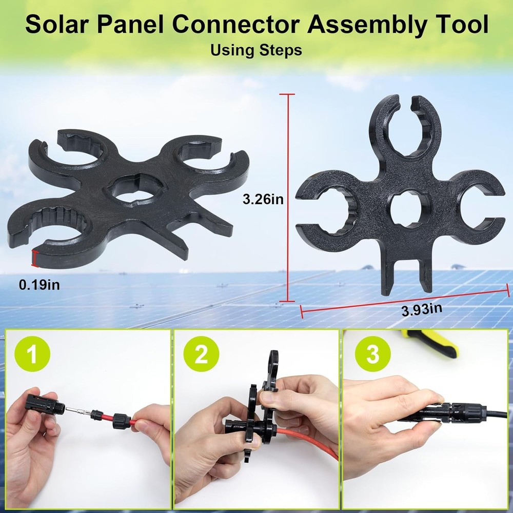 Solar Crimper Stripper Tool Kit with 12 Pairs Connectors and 2 Spanner Wrenches