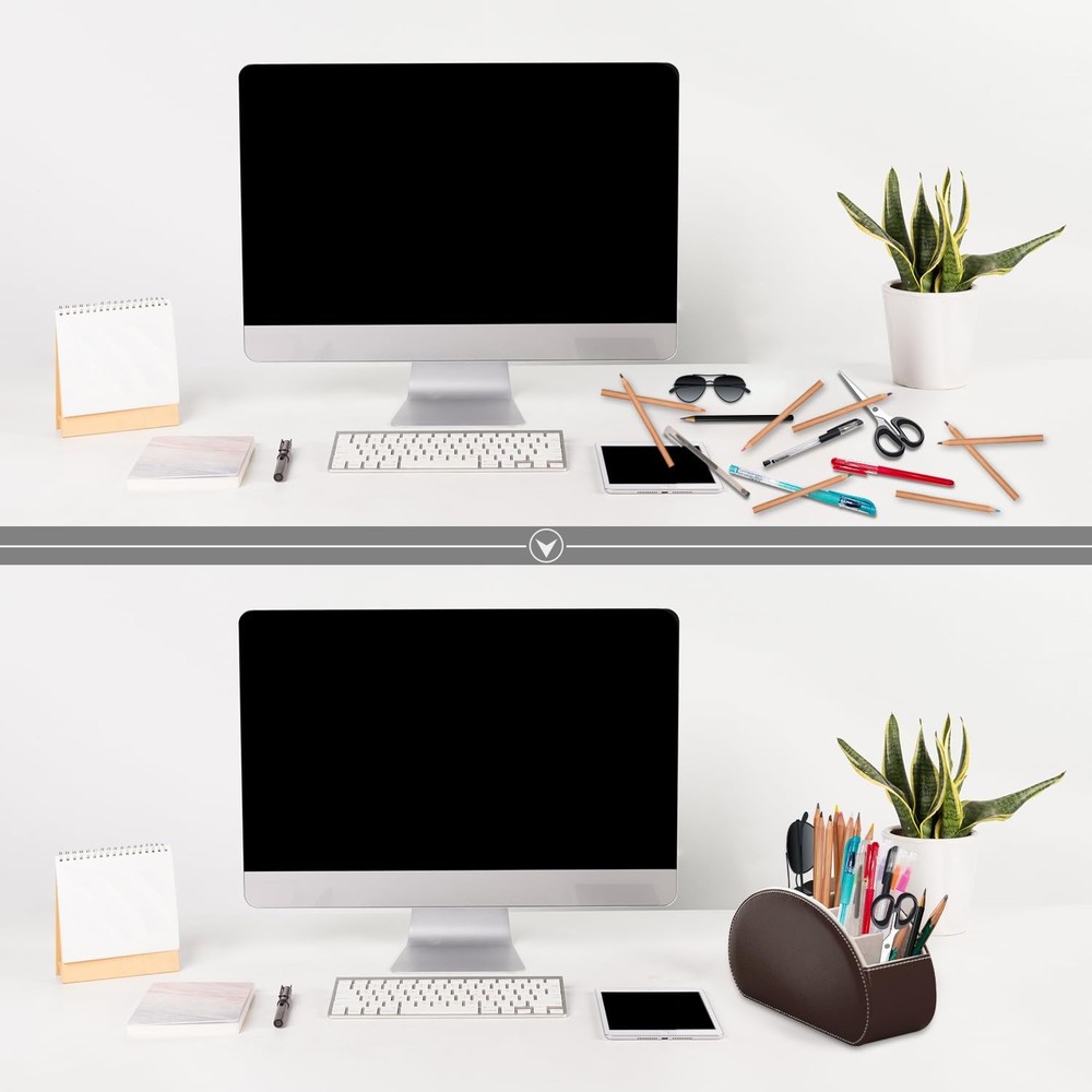 Remote Control Holders Organizer Box with 5 Compartment PU Leather Multi-func...