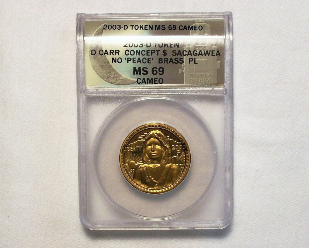 Daniel Carr - 2003 D Sacagawea prototype -Reverse, without "Peace," Brass, MS 69