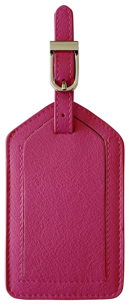 Bright Pink Genuine Top Grain Leather Luggage Tag