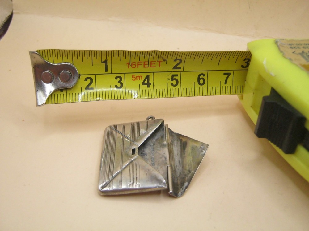 Antique American Engine Turned Sterling Silver Stamp Case Shaped Like Envelope