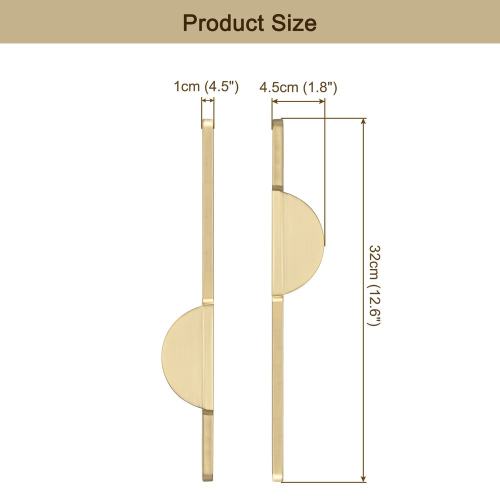 2 Pack Brushed Gold Cabinet Pulls Semicircle Cabinet Handle 11-1/3 inch/288mm