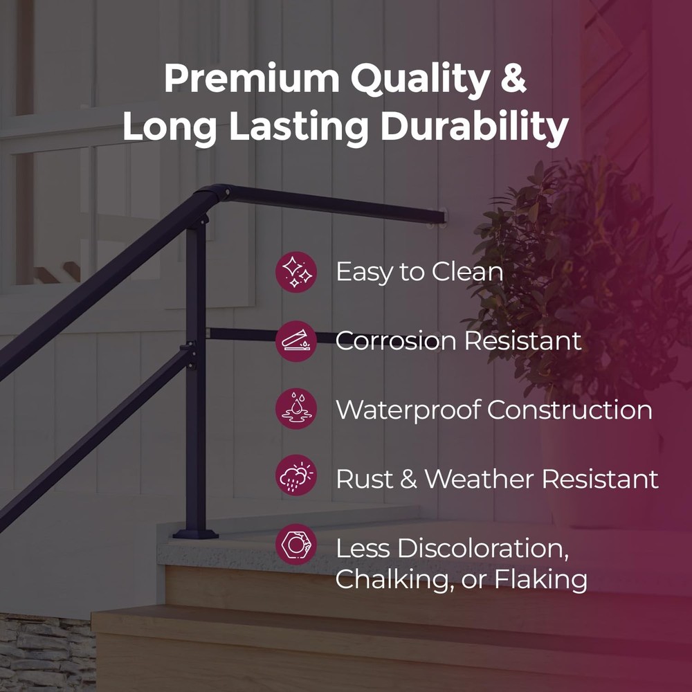 Fence & Rail Hand Rails for Outdoor Steps Extension, 4ft Rectangular Handrail...