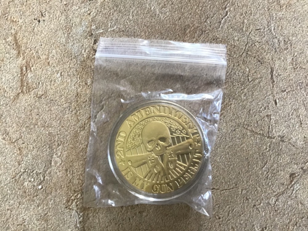 "SECOND AMENDMENT IS MY GUN PERMIT" GOLD PLATED TOKEN COIN