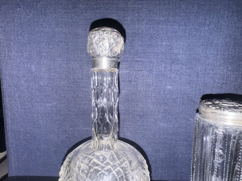 1900 English Sterling Silver & Crystal Perfume Bottles