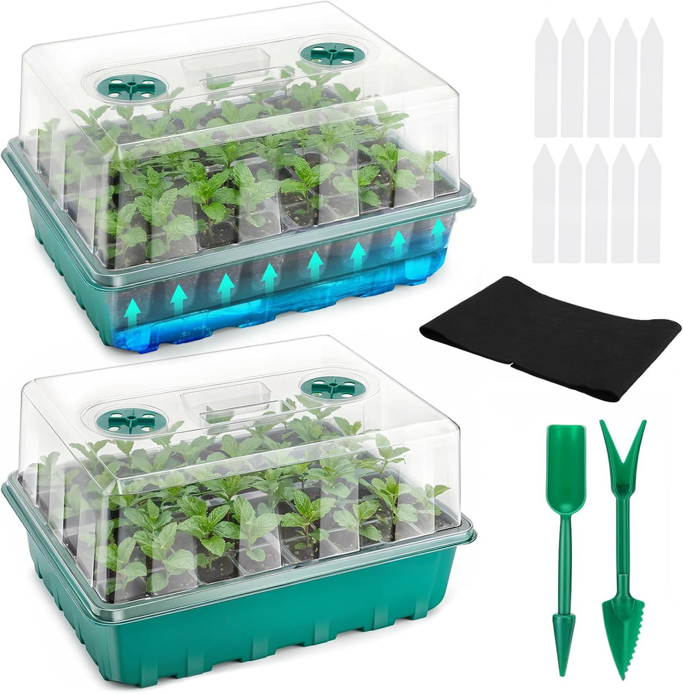 Seed Starter Tray Kits, 2 Packs, 96 Cells with Humidity Vented Domes