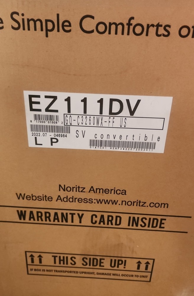 New Noritz EZ Series EZ111-DV-LP Residential Liquid Propane Water Heater🔥