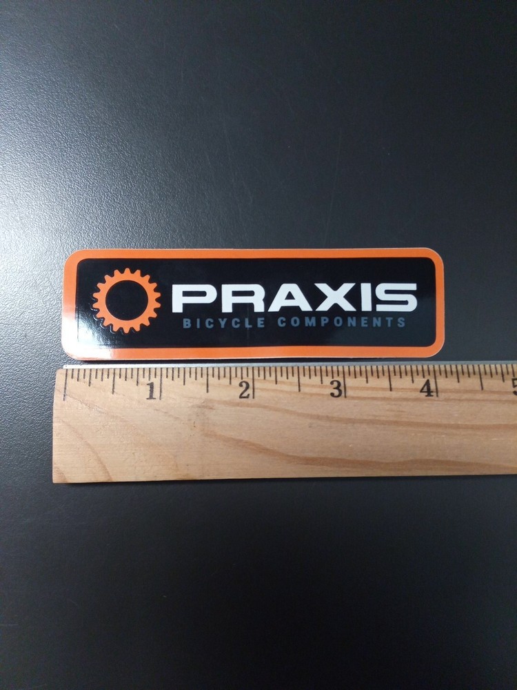 4.2" Praxis Bicycle Components Decal/Sticker Orange/Black/White