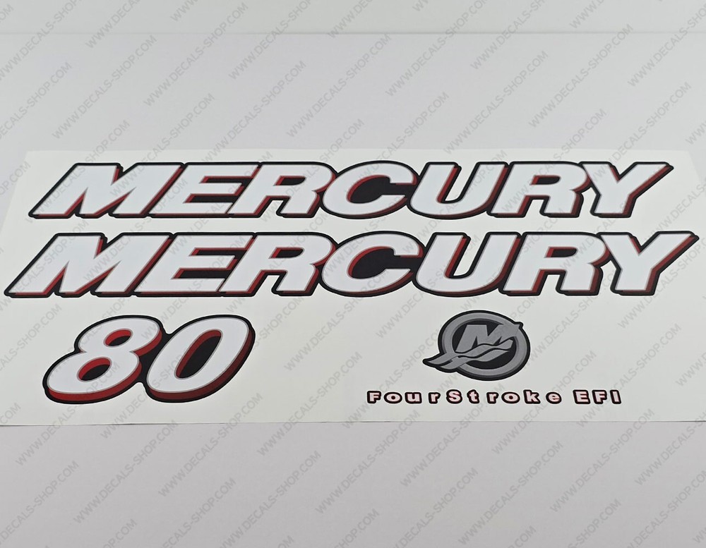 Mercury 80 hp Four Stroke EFI outboard engine decals sticker set