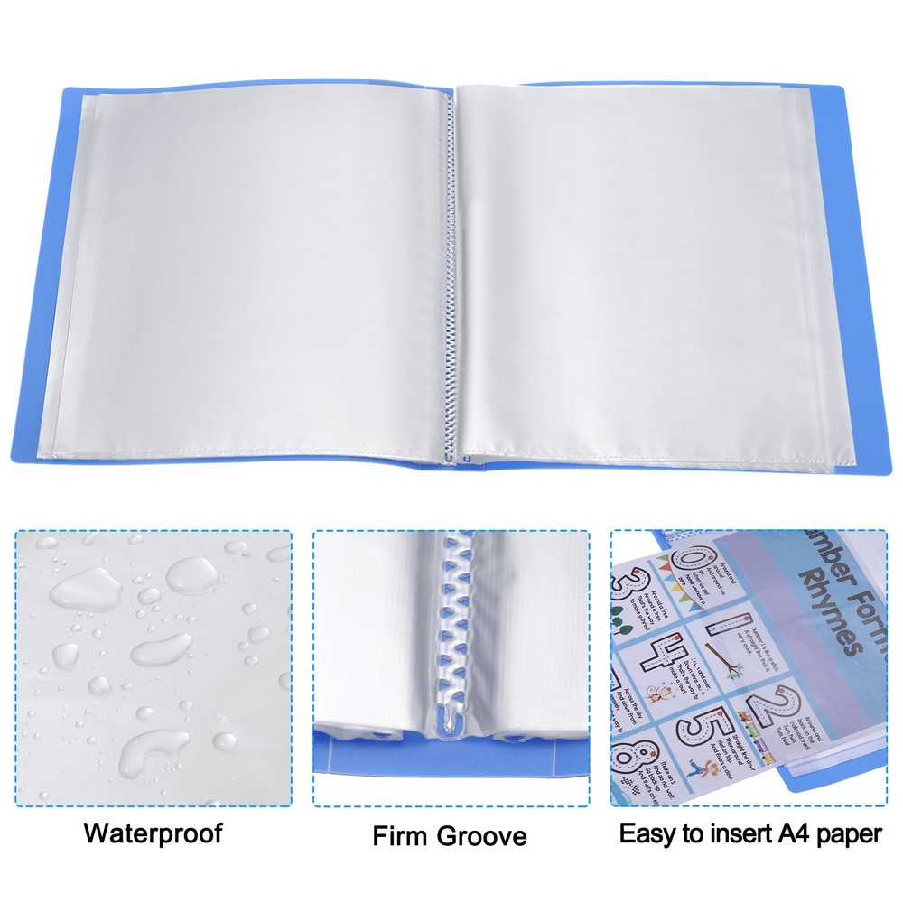 11.6 x 8.3'' Binder with Plastic Sleeve, 40 Pages Sheet Protector, Light Blue