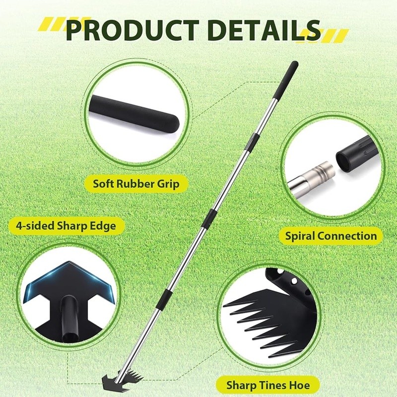 Stand-up One-hand Hoe Weeder Tool Adjustable Handle Durable Garden Tool New