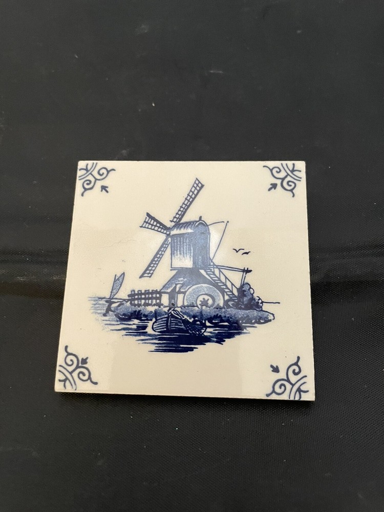 Delft Blue Handpainted Windmill Tile!
