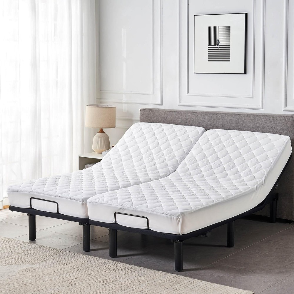 Waterproof Quilted Split California King Mattress Protector Pad for Adjustabl...