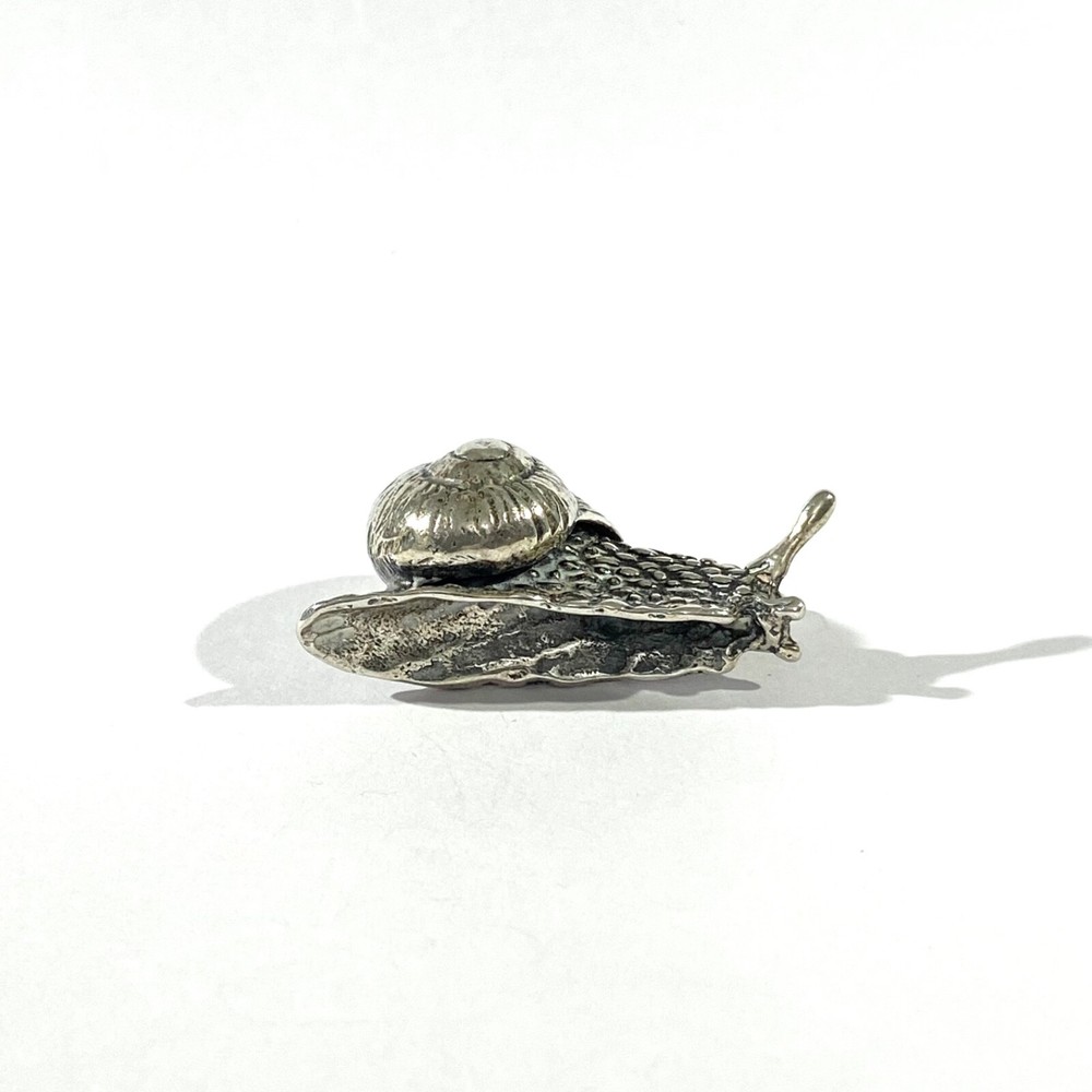 vintage solid silver snail miniature , hallmarked italian figurine
