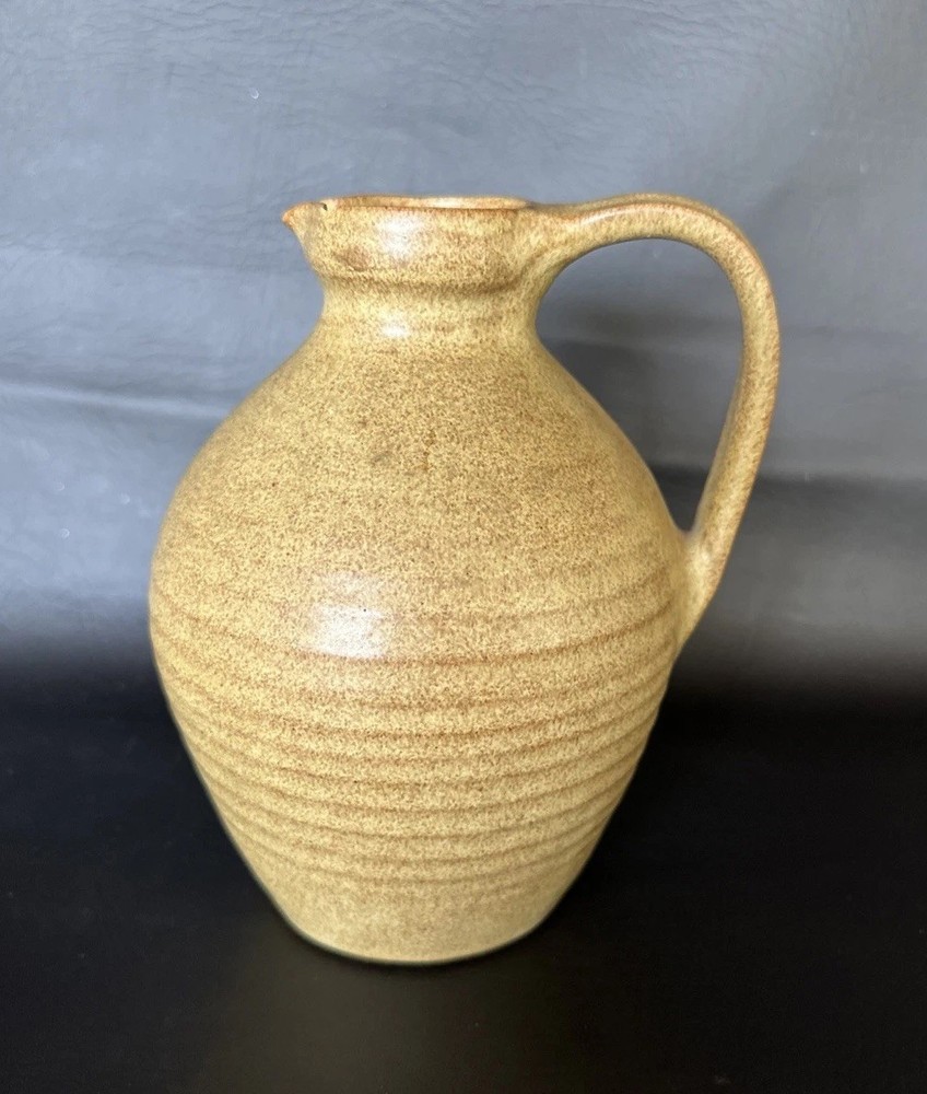 Main Valley Speckled Glazed Pottery Stoneware Earthward Pitcher Signed MCM