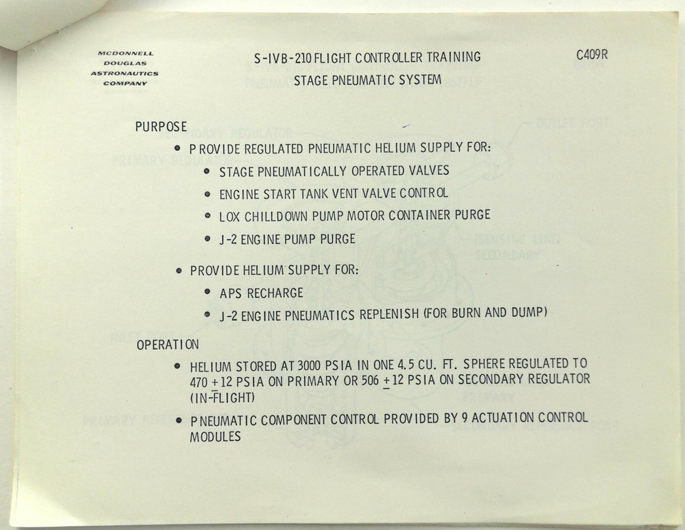 1975 Saturn S-IVB-210 Flight Controller Training Stage Pneumatic System Douglas