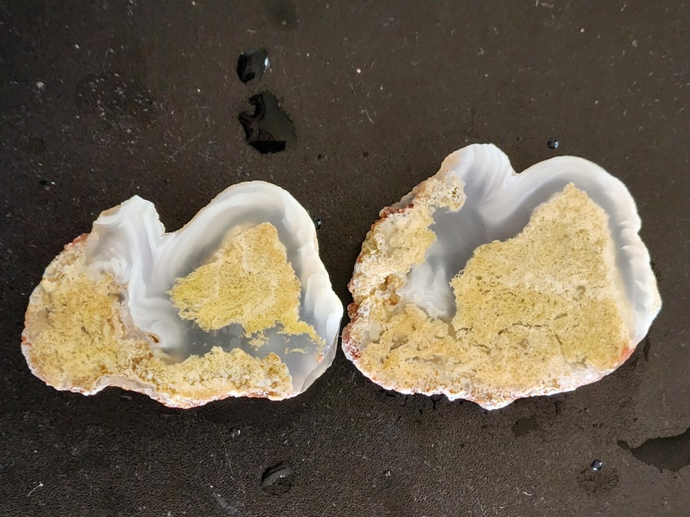 Agate Slabs Pair With Plume