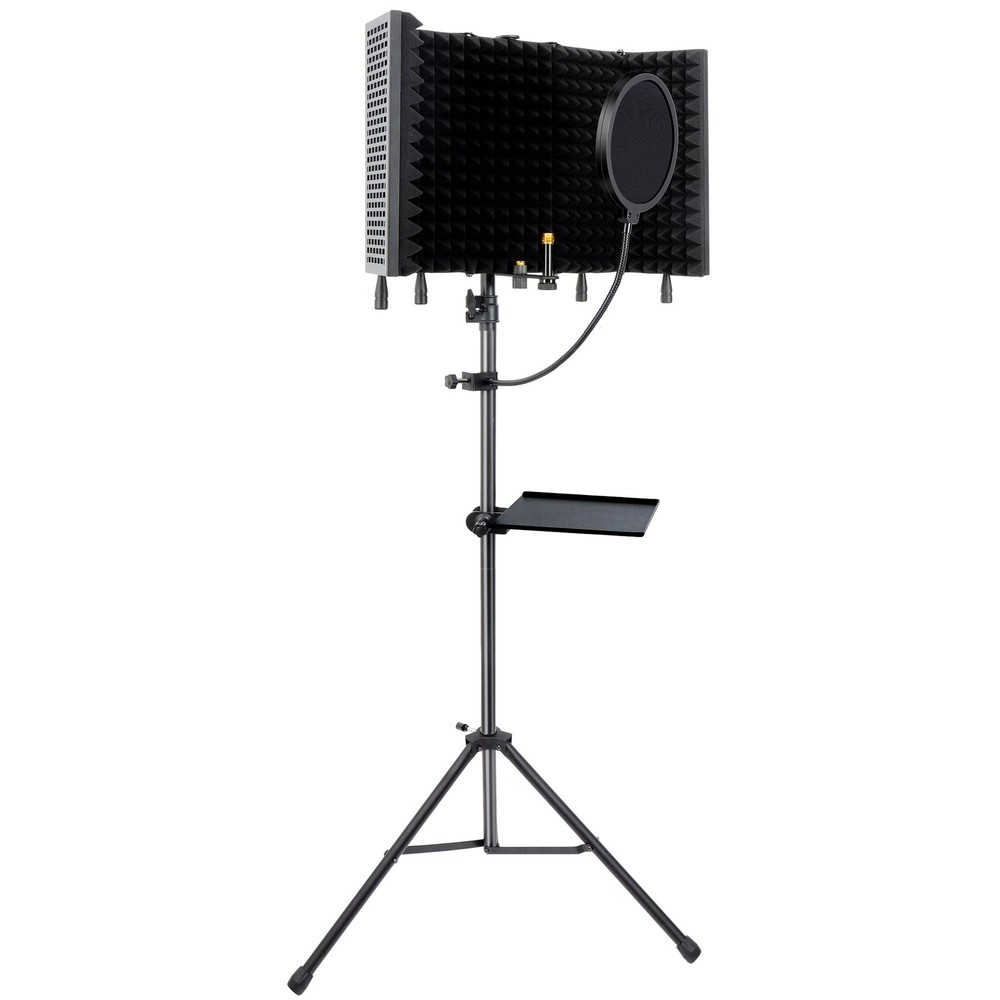 5-Sided Isolation Shield Microphone Stand, Studio-Grade Soundproof Booth with...